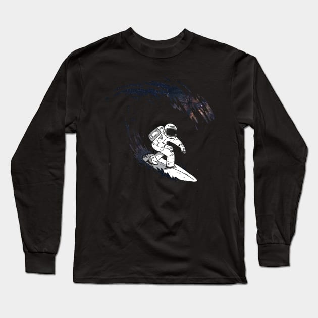 Astronaut Space Surfer Long Sleeve T-Shirt by UNDERGROUNDROOTS